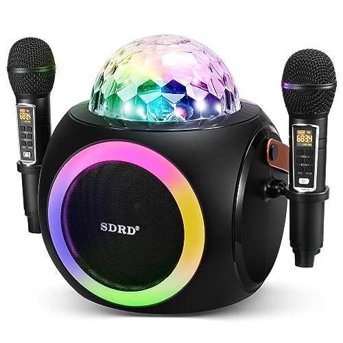 GJCrafts Enceinte Bluetooth Karaoké Puissante avec 2 Microphones sans