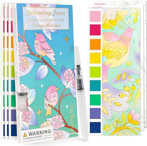 Watercolor Painting Coloring Books Pocket Watercolor Paint Bookma...