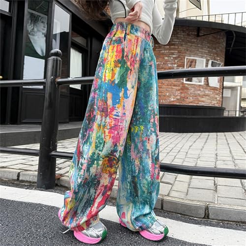 Girls Baggy Wide Leg Jeans Streetwear Tie Dye Trousers Elastic Waist Denim Pants Kids Cargo Pants with Pockets Clothes4