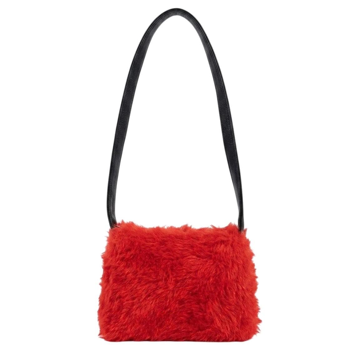 chandre Women's Faux Fur Handbag, Shoulder Bag, Satchel Purse, Faux Leather Handles, Zip Closure, Fashion Handbag for Women-picture-42