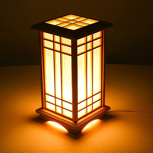 Ywyun Haute luminosité des lampes à économie d'énergie LED, de style japonais lampes en bois, salle de décoration chambre salle européenne de lampe de table de chevet créative (Color : Warm light)