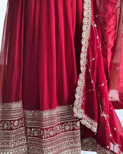 Designer Indian Gown Dupatta Georgette Fabric Casual Wedding Festival Apparel Beautiful Stylish4