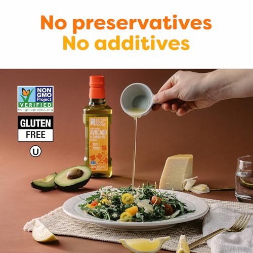 Image of BetterBody Foods Refined Avocado Canola Oil 50 /50 Blend, Non-GMO Cooking Oil, Gluten Free, Kosher, Frying, Baking, 500 mL, 16.9 Fl Oz