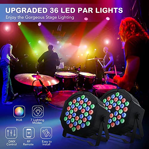 Lunsy Dj Lights, 36 Led Par Lights Stage Lights With Sound Activated Remote Control & Dmx Control, Stage Lighting Uplights For Wedding Club Music Show Christmas Holiday Party Lighting - 8 Pack #TOP4