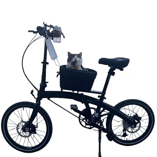 自転車用ペットバスケット マウンテンバイク 折りたたみ自転車用ショッピングバスケット 軽量で持ち運びも簡単 小型犬や猫に適しています スポンジラップ シートベルト付き (ブラック,折りたたみ自転車(7.5kgまで))