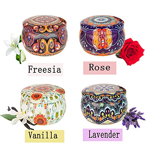 Scented-Soy-Candles-Aromatherapy-Gift-Set-Rose-Lavender-Vanilla-Jasmine-4pcs-Natural-Wax-44-Ounce-Travel-100-Soy-Wax-Tin-Fragrance-Relaxing-Stress-Relief-Aroma-Home-Bath-Spa-Gifts-for-Women