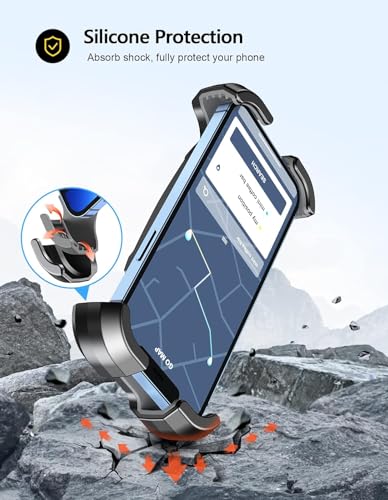 Image of Viccux Motorcycle Phone Mount, Upgrade [Never Fall Off] [0 Shake] Bike Phone Holder, [3s Put & Take] 360 Rotatable Phone Holder for Bike Motorcycle Bicycle Scooter Compatible with Cellphones 4.7-6.8 inch