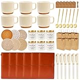 Baby Shower Prizes for Game Winners 6 Sets Baby Shower Games Prizes Ceramic Mugs with Metal Spoons Woven Coasters Notebooks with Pens Scented Candles Gift Bags Wedding Bridal Shower Favors for Guests