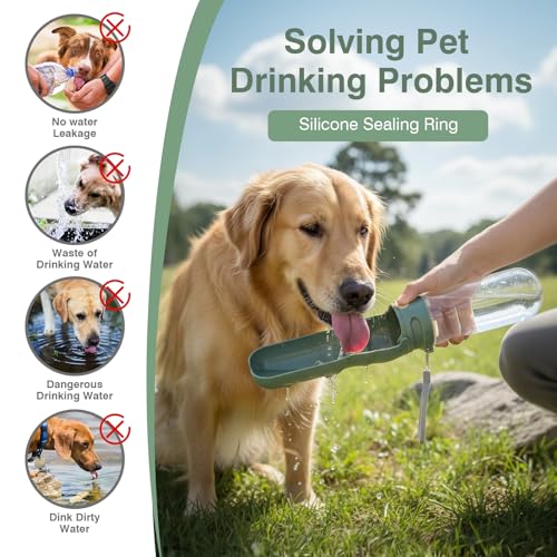 OTraki 520ML Hunde Trinkflasche für Unterwegs, 180° Faltbare Hunde Trinkflasche, Wassernapf Hund Unterwegs, Tragbare Haustierwasserflasche BPA-frei für Freien Wandern Reisen