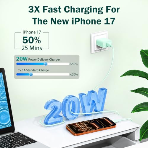 Image of iPhone 17 16 15 Long Charger Fast Charging,20W iPad USB C Wall Charger Block with 6FT USB C to C Cable Cord for iPhone 17 /Pro /Pro Max /17 Air / 16 /16 Pro /16 Pro Max /15 /Plus /Pro /Pro Max