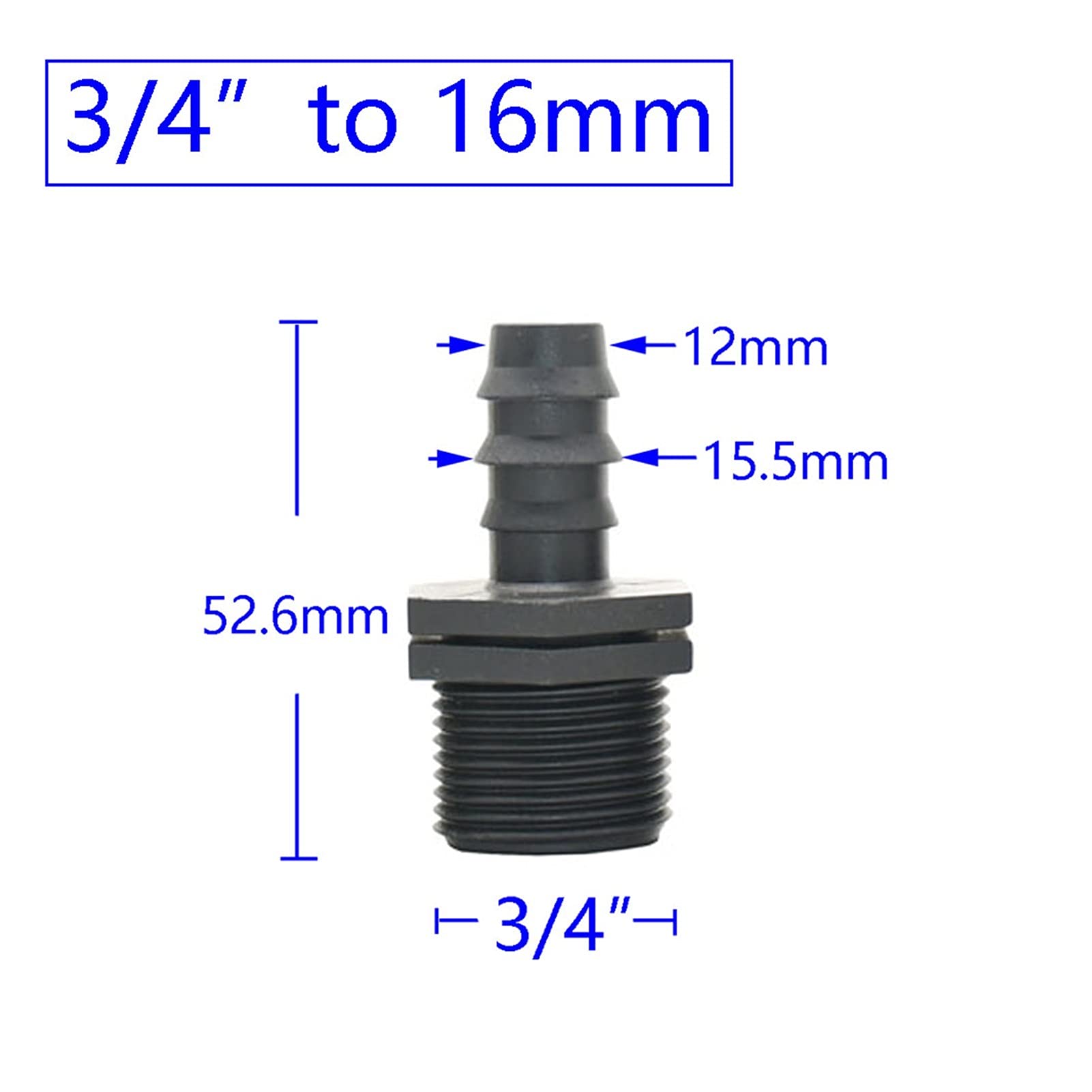 Adaptador de conector de manguera Paquete de 50 mangueras de jardín 1/2 3/4 1 pulgada a 1/2 3/4 accesorios de púas roscados 16 mm 20 mm 25 mm Junta de manguera de plástico (Color : Purple)