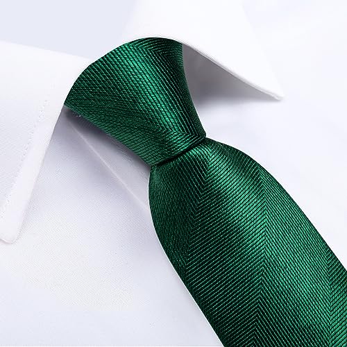 Image of DiBanGu Mens Silk Necktie Solid Color Tie and Pocket Square Cufflink Tie Clip Set Woven Plain Ties for Men Wedding Party