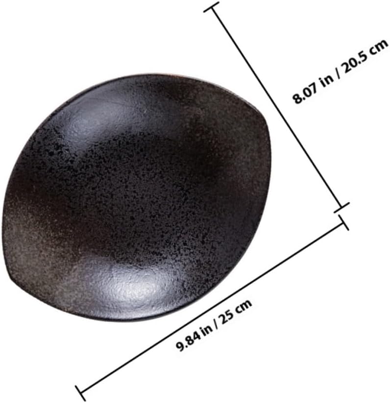1Pc Japanese Style Ceramic Food Dish Black Marble Serving Plate for Parties Weddings and Home Use Creative Tableware for Pizza Pasta and Appetizers for Housewarming and Special
