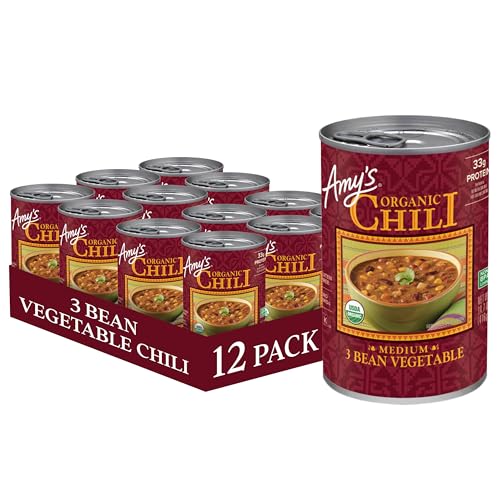 Amy's Organic 3 Bean Vegetables Chili, 14.7 Oz, Pack of 12