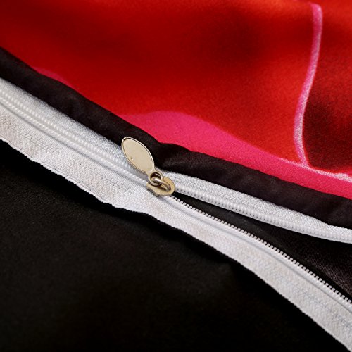 3D Bedding Sets Home Textile Hot Red Rose Pattern 4Pcs Queen Size Bedding Sets #TOP7