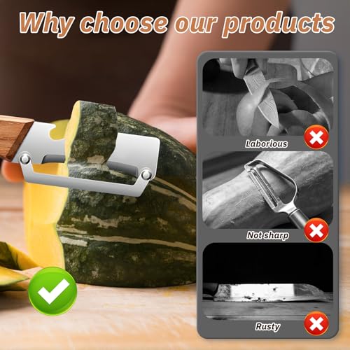 Image of 2pcs Multifunctional Vegetable Peeler for Kitchen, Stainless Steel Peeler | Vegetable peeler with wooden handle and bottle opener, stainless steel, dishwasher safe, non-slip ergonomic handles