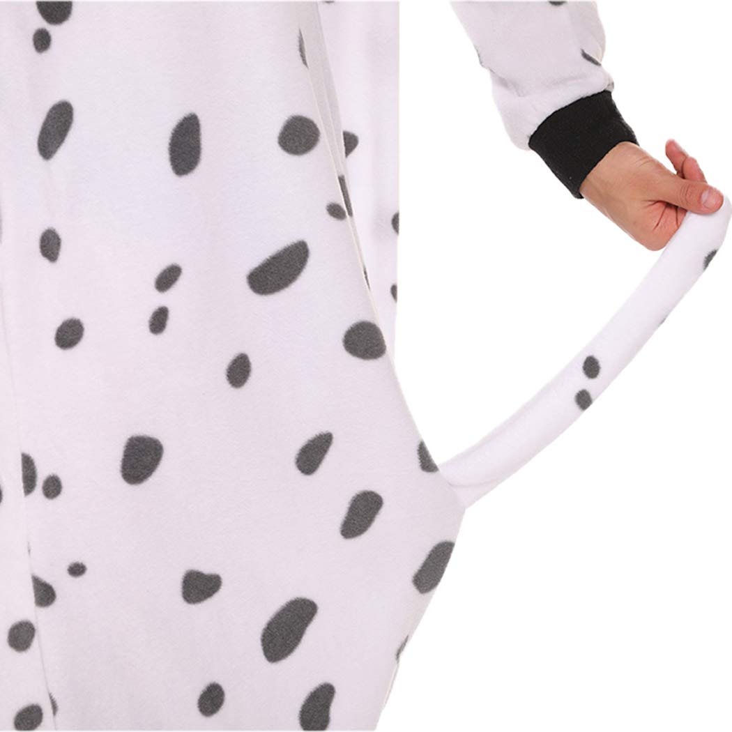 Guturris Unisex Pigiama Dalmata Animale Onesie Animale Costumi Cosplay Adulto Bianco