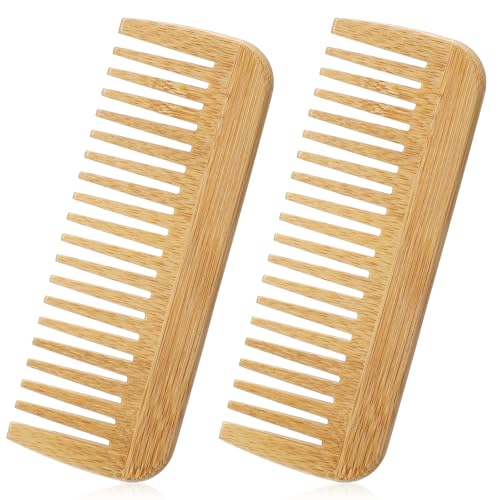 2 Peines de Dientes Anchos de Bambú para Desenredar Cabello miniatura 6