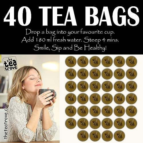 Image of The Tea Trove Moroccan Mint Green Tea Bags 40pcs | Delicious Blend With Chamomile, Spearmint and Peppermint for Destress and Digestion | Steep as Hot or Iced