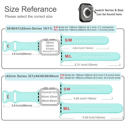 Image of Sport Bands Compatible with Apple Watch Band Women Men 40mm 38mm 41mm 42mm 44mm 45mm 46mm 49mm ,Soft Wristband Waterproof Replacement Strap for iWatch Bands Series 11 10 9 8 7 6 5 4 3 2 1 SE Ultra Tiff Blue