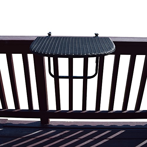 Image of Oakland Living Balcony Railing Wicker Table, Black