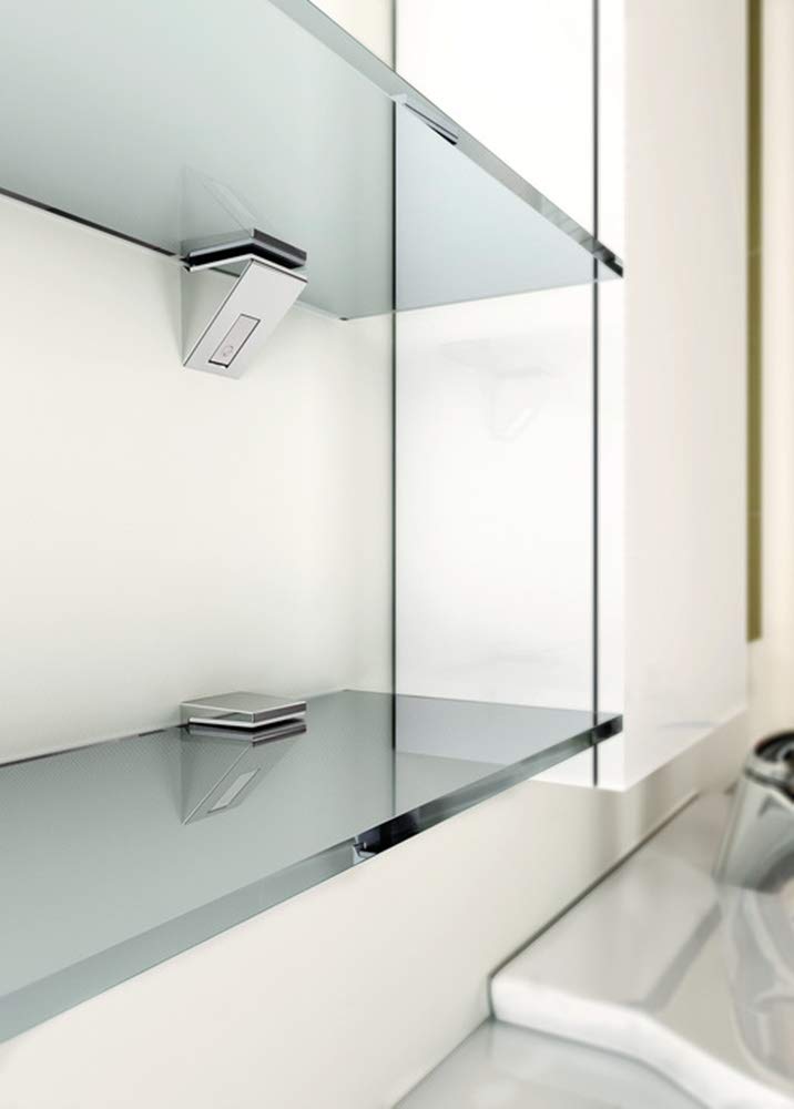 Gedotec Design Glass Shelf Support Stainless Steel Shelf Support Glass Shelves - Solar, Polished Chrome, 2 pieces - Shelf supports - Image 3