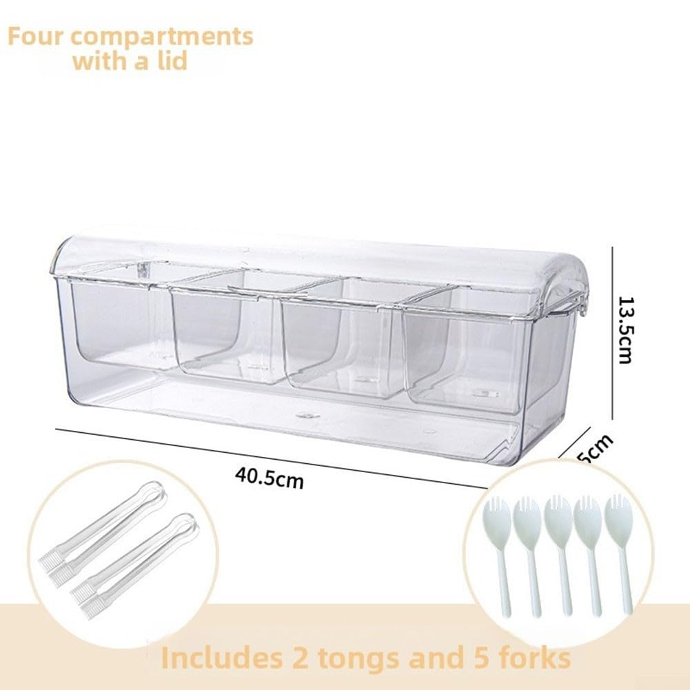 Recipientes reutilizables para preparación de comidas, caja de aperitivos dividida de 5 secciones con tapa, cajas de almuerzo herméticas para organizador de ensaladas y frutas, 41 x 15 x 14