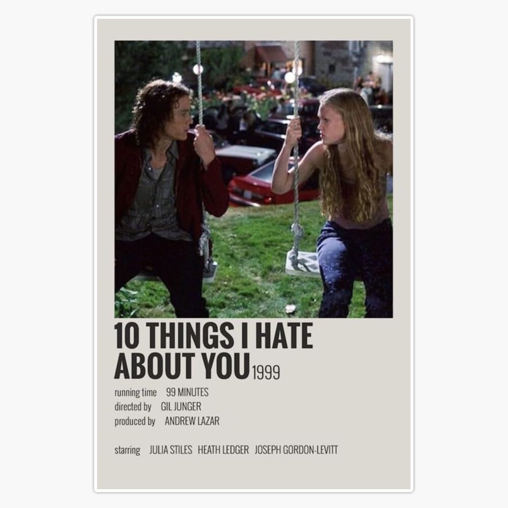 10 Things I Hate About You Movie Poster Sticker Vinyl Waterproof Sticker Decal Car Laptop Wall Window Bumper Sticker 5"