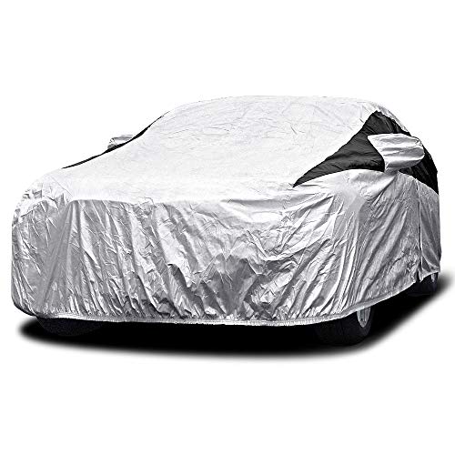 Image of Titan Premium Multi-Layer PEVA Car Cover for Hatchbacks 165-181 inch. Waterproof, UV Protection, Anti-Scratch Protective Lining, Driver-Side Zippered Opening. Fits Prius, Focus, Civic and More.