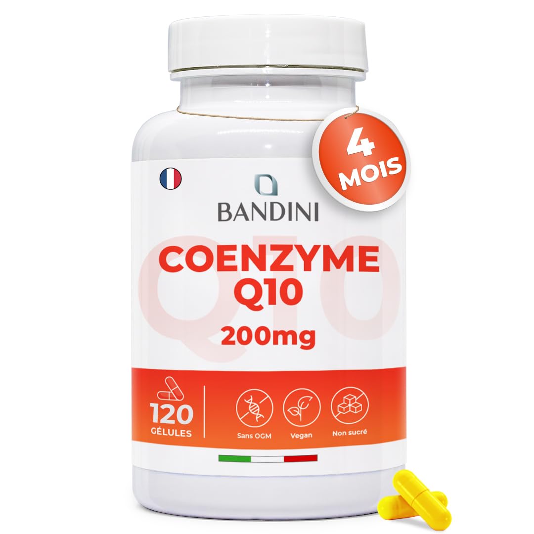 Coenzyme Q10 Bandini - 120 Gélules De 200 Mg, Antioxydant Naturel, Cure 4 Mois