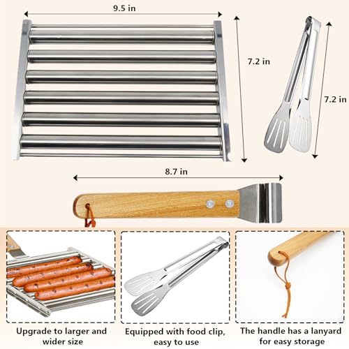 Rodillo para Hot Dogs de Acero y Madera 9.5 pulg miniatura 2