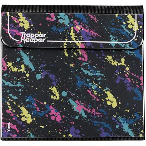 Mead Trapper Keeper Binder Retro Design 1 Inch Binder with Folders and Pockets Holds 8-1/2 x 11 Paper Paint Splatter (260038FO-ECM)