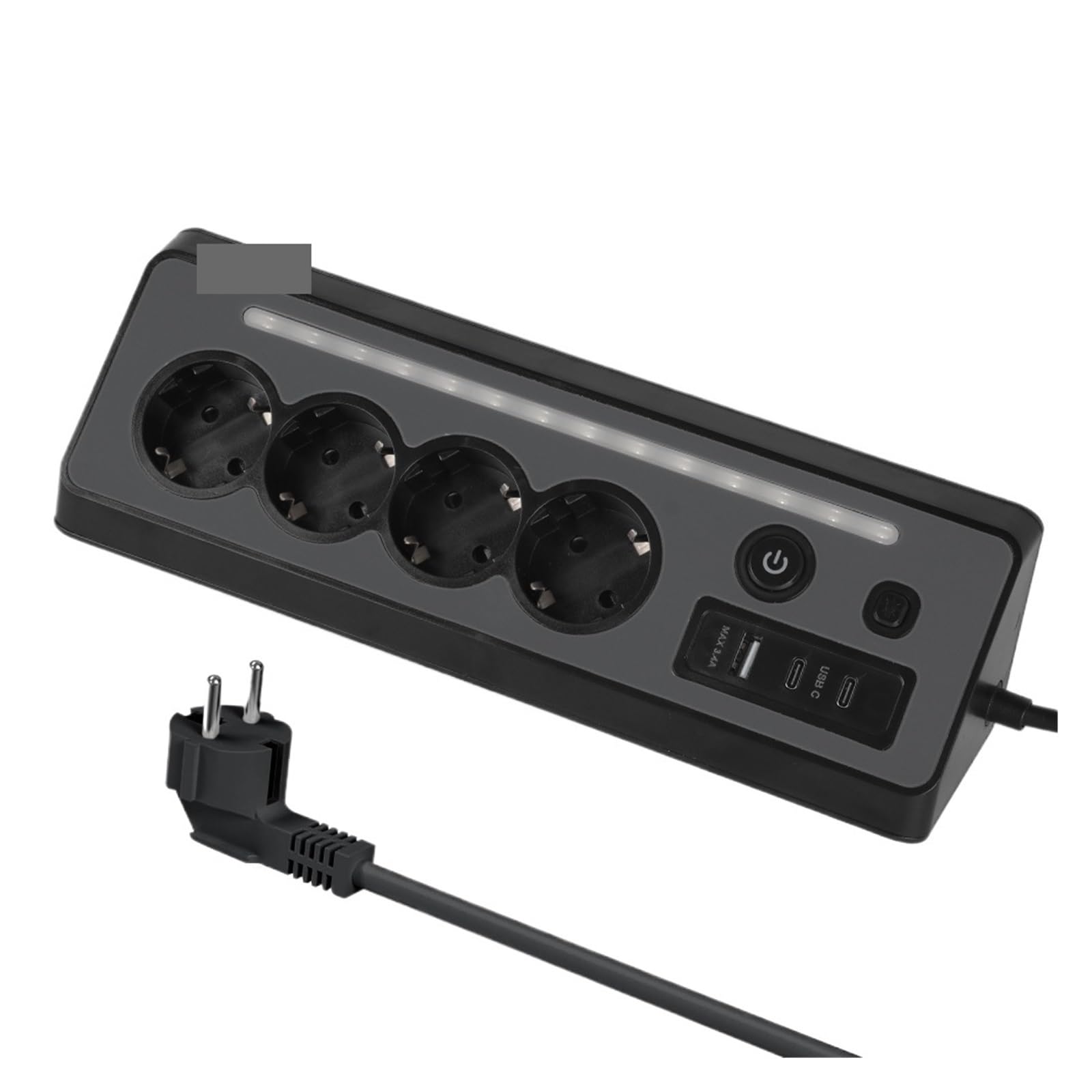 Multipresa USB C 1 USB A, 3680W 16A Con Interruttore Di Protezione Da Sovratensione(E28-BLACK)