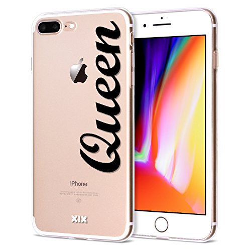 iPhone 7 Plus Case Queen Slim Fit Black Shockproof Bumper Cell Phone Accessories Queen & King Design Thin Soft TPU Protective Cover for Women Apple iPhone 8 Plus Cases Luxury for Girls