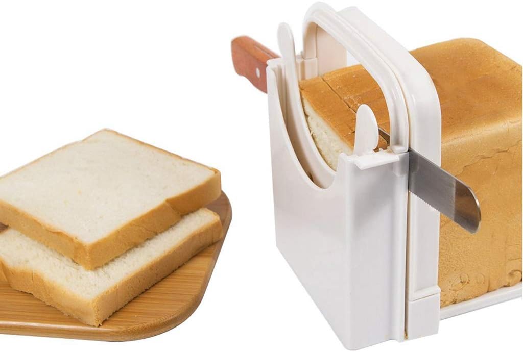 DSDecor Bread Slicer Foldable Bread Cutting Guide with 5 Slice Thicknesses Mold, Bread Bagel Loaf Sandwich Cutter Slicer