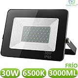 30w led flood light 3000k 💚 Temperatura de color 6500K, luz Blanco Frío, suave y agradable, el amplio ángulo de emisión iluminación de 120 grados