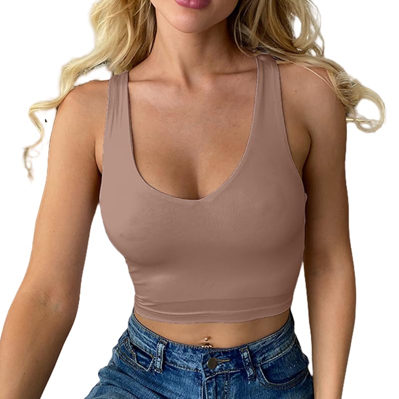 Haibang Crop Top Damen Sexy V Ausschnitt Tank Top Ärmellos Sommer...