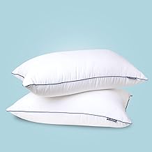 The Sleep Company Plush Pillow | Pack of 2 - Sleeping Pillow | Soft | Neck Support | 100% Virgin Microfiber Bed Pillow | Machine Washable | Side & Back Sleepers | Cord Piping for Shape Retention
