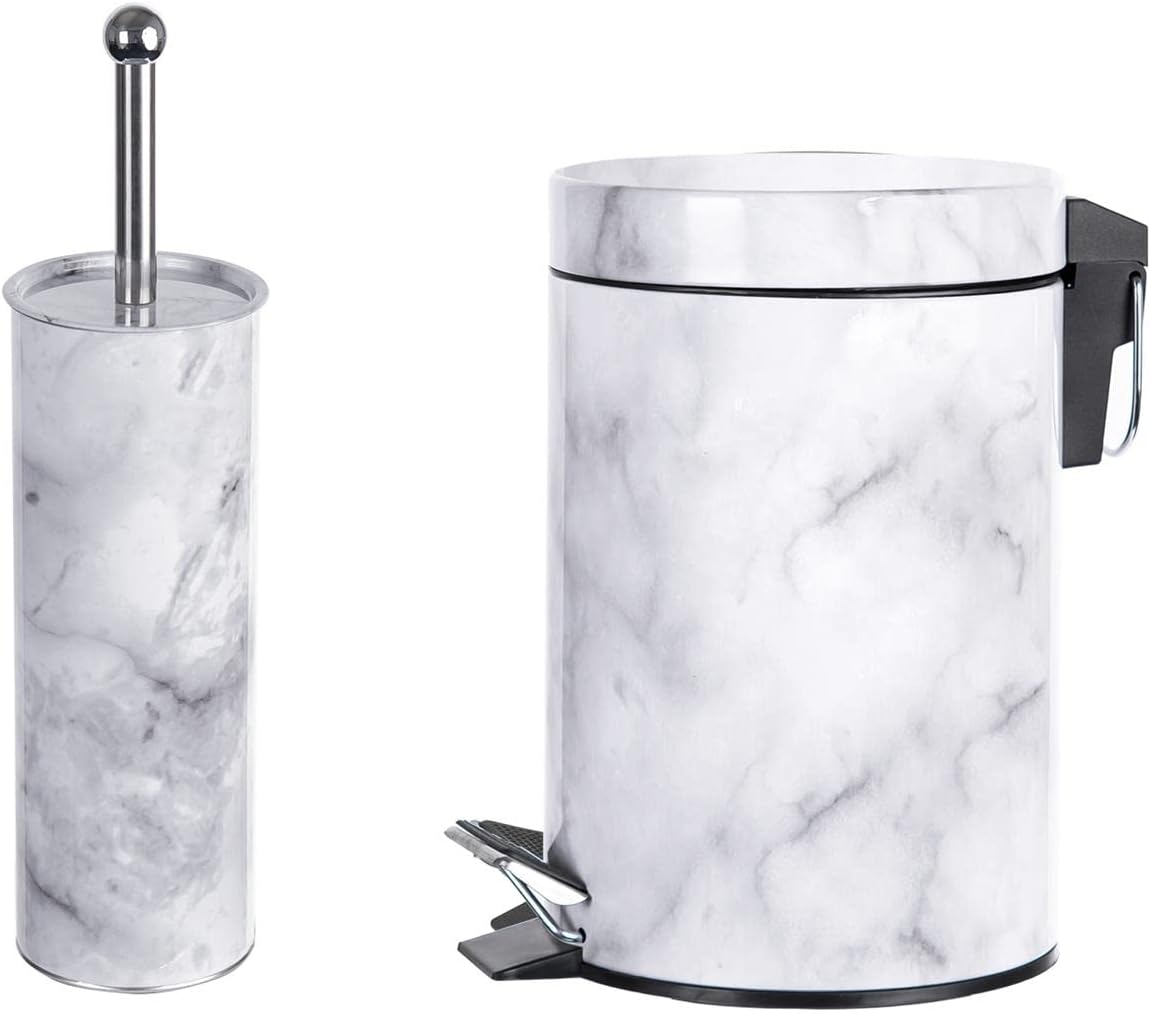 iTrend White Marble Finish -Bin+Brush