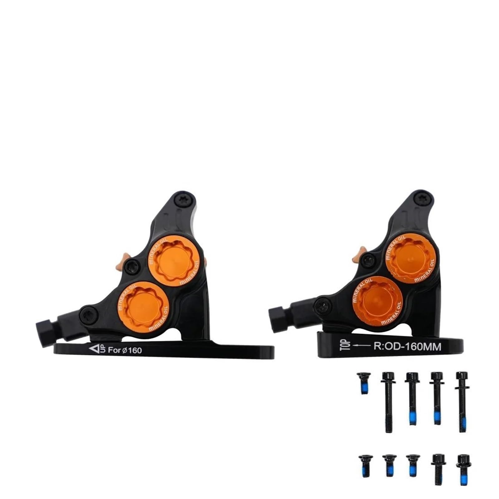 Pinzas de Disco hidráulico de Montaje Plano de 4 pistones, Abrazaderas de Aceite Mineral, Frenos térmicos CNC de Aluminio para Bicicleta de Carretera(No Rotor Black)