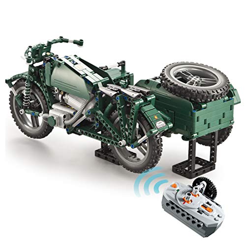 LIND Technik Ferngesteuert Motorrad, CADA C51021W, 629 Klemmbausteine 2.4G Technik War II Militär Motorrad Modell mit… – Bild 8