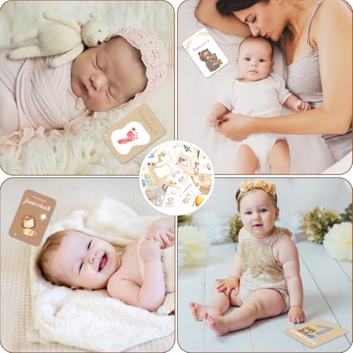 50 Meilensteinkarten Baby Mädchen und Junge Monatskarten Baby 1-12 Monate Fotokarten Baby Meilensteine Baby 400gsm Sinnvolle Geschenke zur Geburt für Babyshowerparty Baby Willkommensgeschenk