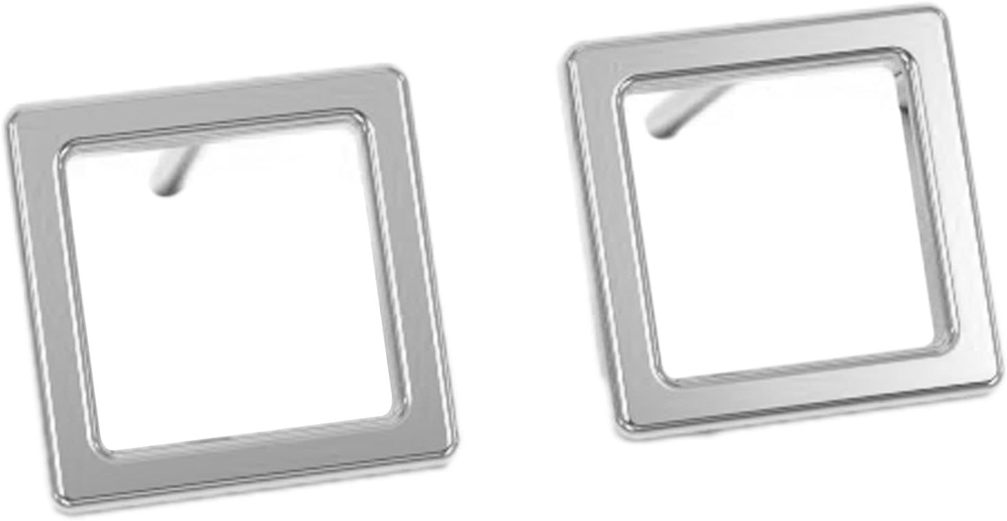 18k Stud Earrings for Women, Tiny Flat Square Earrings Set | Small Hypoallergenic Heart Stud Earrings | Dainty Square Cartilage Valentines Studs for Girls