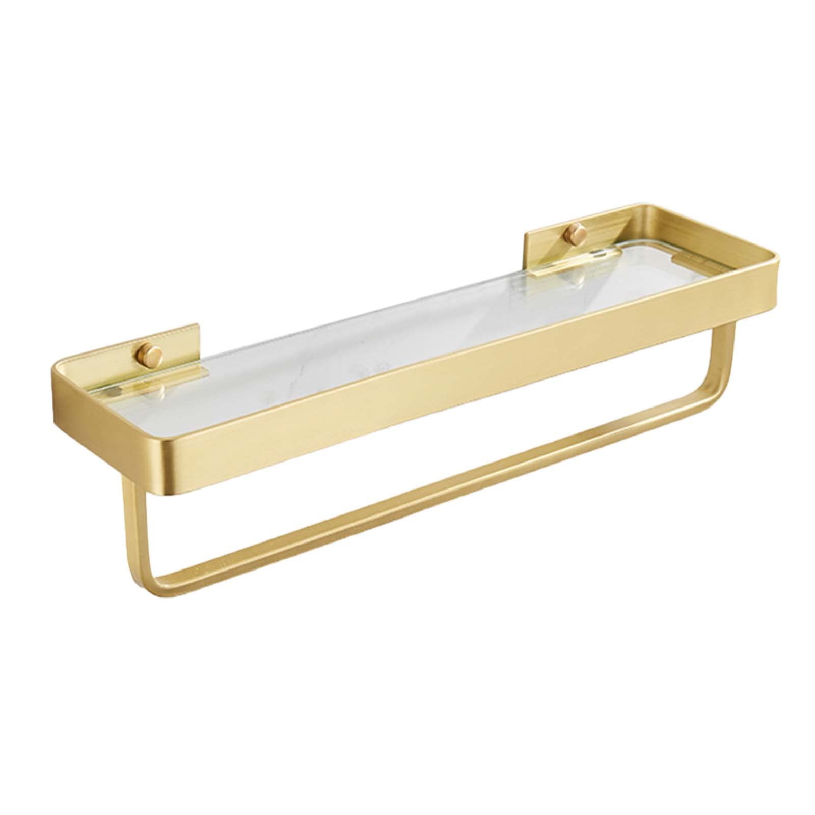 Ruiseawing Shower Caddy Glass Shower Shelf No Drilling Shower Rack Wall Mounted Adhesive with Towel Rack for Toilet