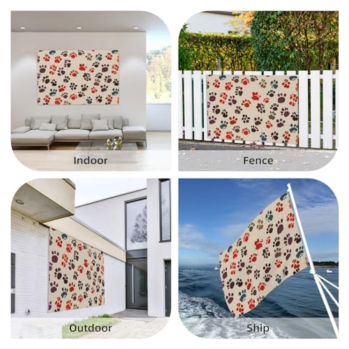 Drapeau imprimé pattes de dessin animé grand format double face durable - 7