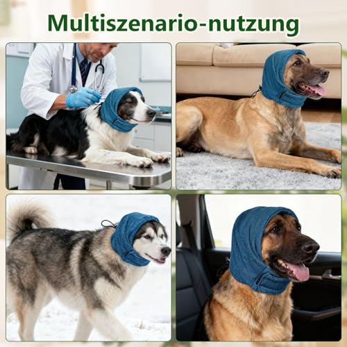 Yootiko Hunde Gehörschutz, Dog Lärmschutz, Haustier Nackenbügel Ohrenschützer, Lärmschutz Hunde Ohrenschützer zur Lärmreduzierung, Gehörschutz, Hund Silvester, Blau, M