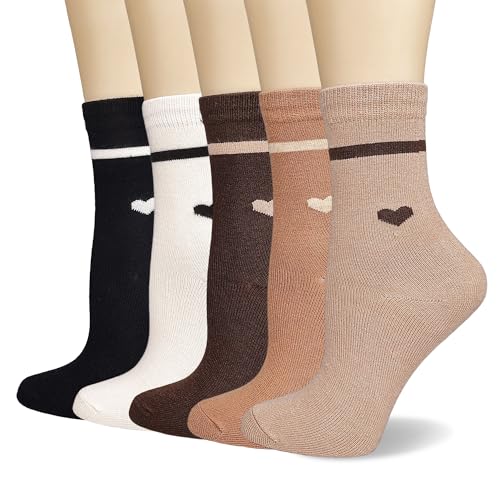Mcool Mary Women's Ankle Socks,Casual Breathable Knit Cotton Cute Crew Sock 5 Pack for Women - Main Image