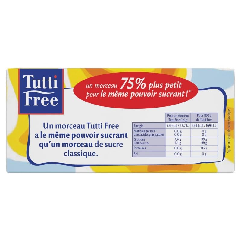 TUTTI FREE - Morceaux de Sucre Blanc Allégé - Format 290g - Idéal pour vos préparations sucrées - Lot De 4