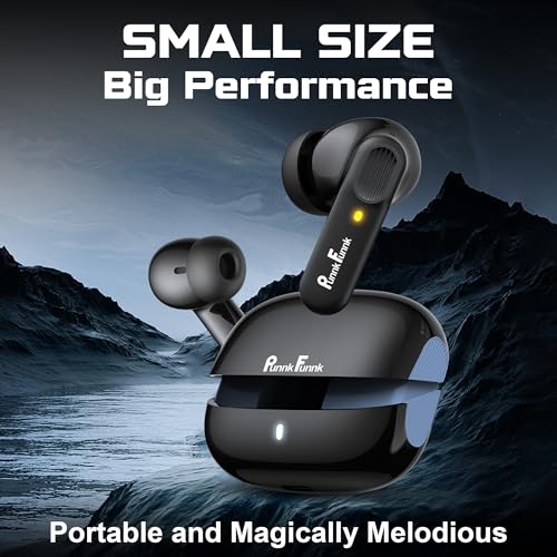 Image of PunnkFunnk BeatXtra Pro | Bluetooth 5.3 Wireless Earbuds | 40H Playtime | 32dB ANC & Quad ENC Mics | 13mm Drivers | 4D Panoramic Audio | Game /Music Mode | IPX5(Black)