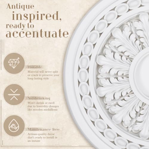 Image of Novabright 47'' Large Ceiling Medallion for Light Fixtures 47 inchod x 2.36'' ID French Style PU Ceiling Medallion Combination 5 Pcs Set Easy Installation for Chandelier Ceilings Decor, Glue Not Included